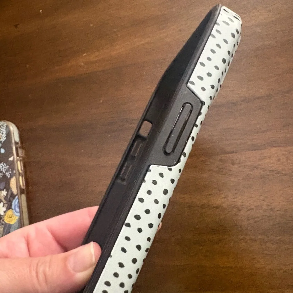 BURGA I Phone Cover Case 14 Pro Max Green Black Polka Dot Cute Preppy